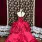 Red long satin ball gown evening dress quinceanera dress nv4644