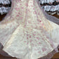 Pink floral elegant long tulle satin ball gown evening dress quinceanera dress nv4642