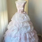 NiceVestidos--Romantic Fairy Tale Style：Pink - White Gradient Organza Bow - Embellished Strapless Floor - Length Ceremony Gown NV5814