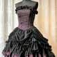 Black-Purple Contrast Strapless Mini Dress - Lace-Up Corset Multi-Ruffle Party/Theme Date Dress NV6806