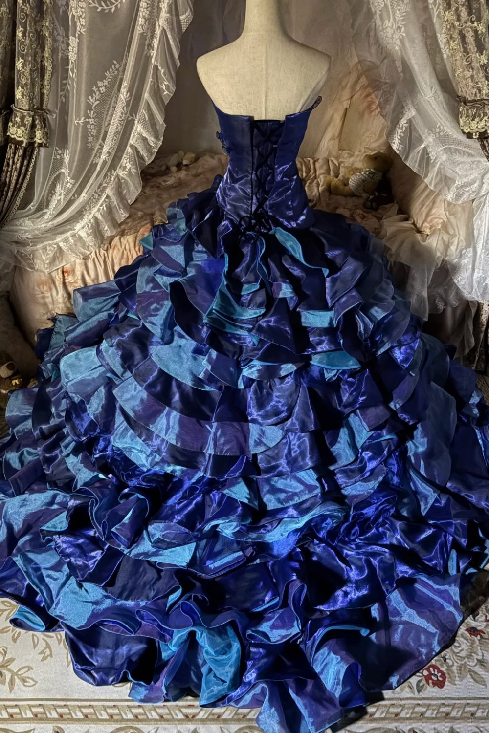 A gorgeous, shimmering blue long tulle ball gown NV6660