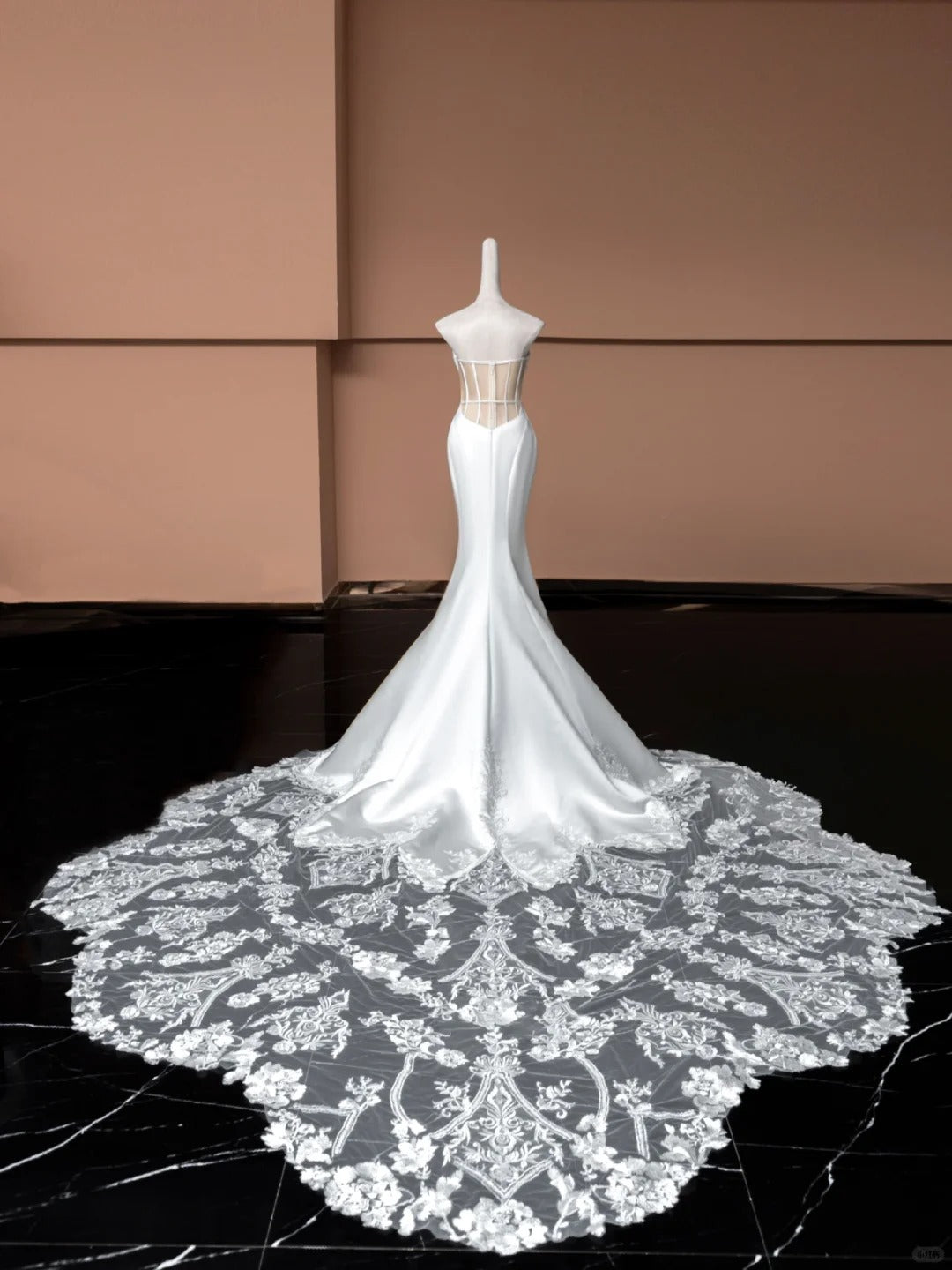 White Elegant Fashion Long Lace Satin Oversized Mermaid Slim Prom Dress Evening Dress Party Dress Wedding Dress nv4742