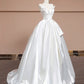 Stylish, elegant, and simple white long satin wedding dress, ball gown, and evening gown. nv5078