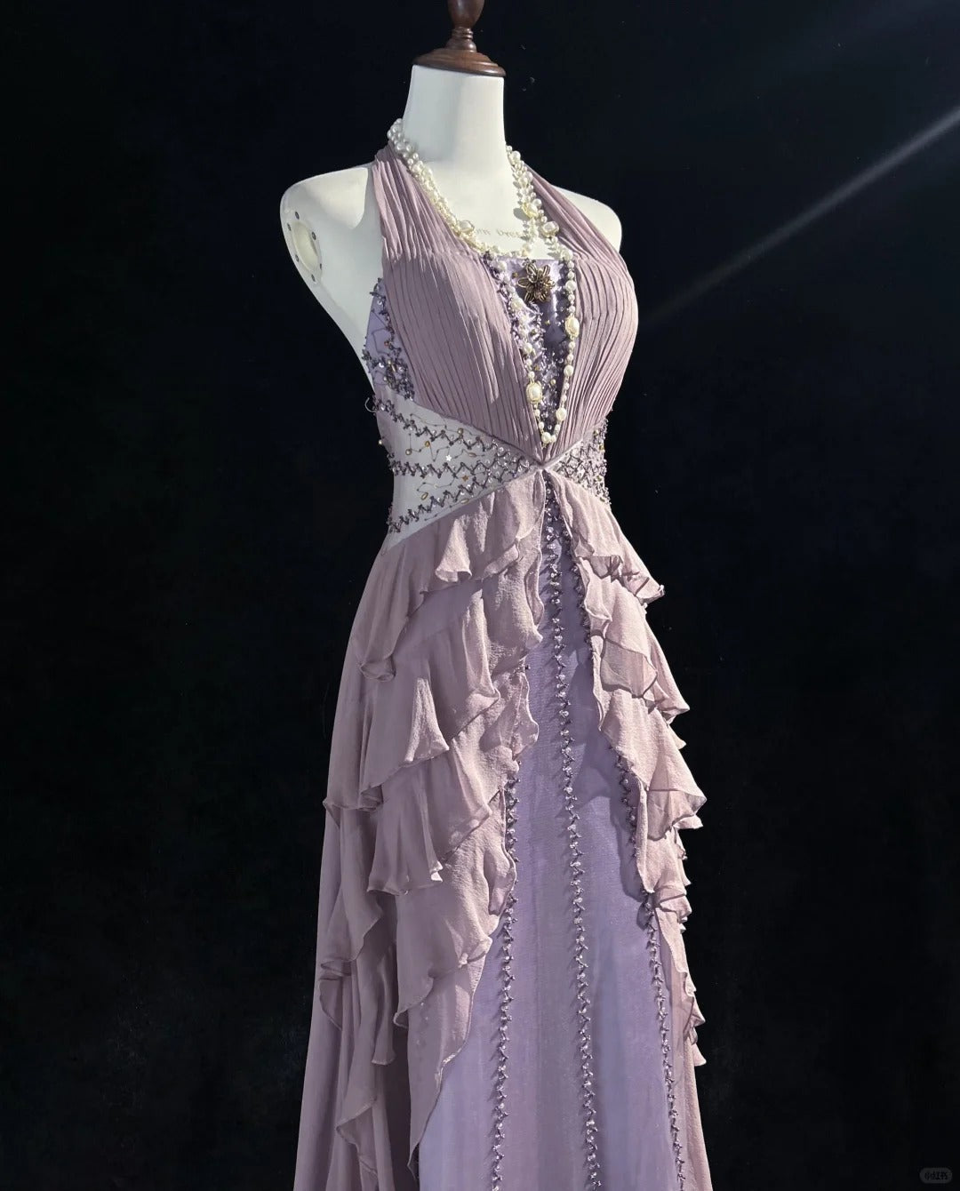 Purple Delicate Beading Elegant Long Tulle Prom Dres Evening Dress nv4925