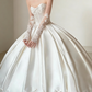 Satin Strapless Lace Train Bridal Gown - Vintage Court Style Wedding Dress NV6761