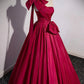 Hot Pink Satin One Shoulder Bow Long Ball Gown Evening Dress nv1904