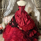 Red floral lace tulle floor-length ball gown nv5170