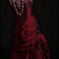 NiceVestidos--Vintage Burgundy Exquisite Beaded Satin Pleated Long Ball Gown Graduation Dress NV5859