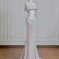 Silver Mesh Metallic Satin Long Mermaid Slim Prom Dress Evening Dress Party Dress nv4721