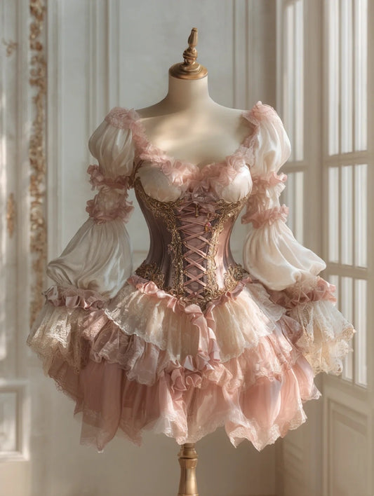 Wunderschön! Rose Palace Traumhaftes, kurzes, langärmeliges Geburtstagskleid in Rosa | Die perfekte Kombination aus Rosa und elegantem Stil. NV6528