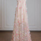 Pink Floral Elegant Long Tulle Prom Dress Evening Dress Party Dress nv4955