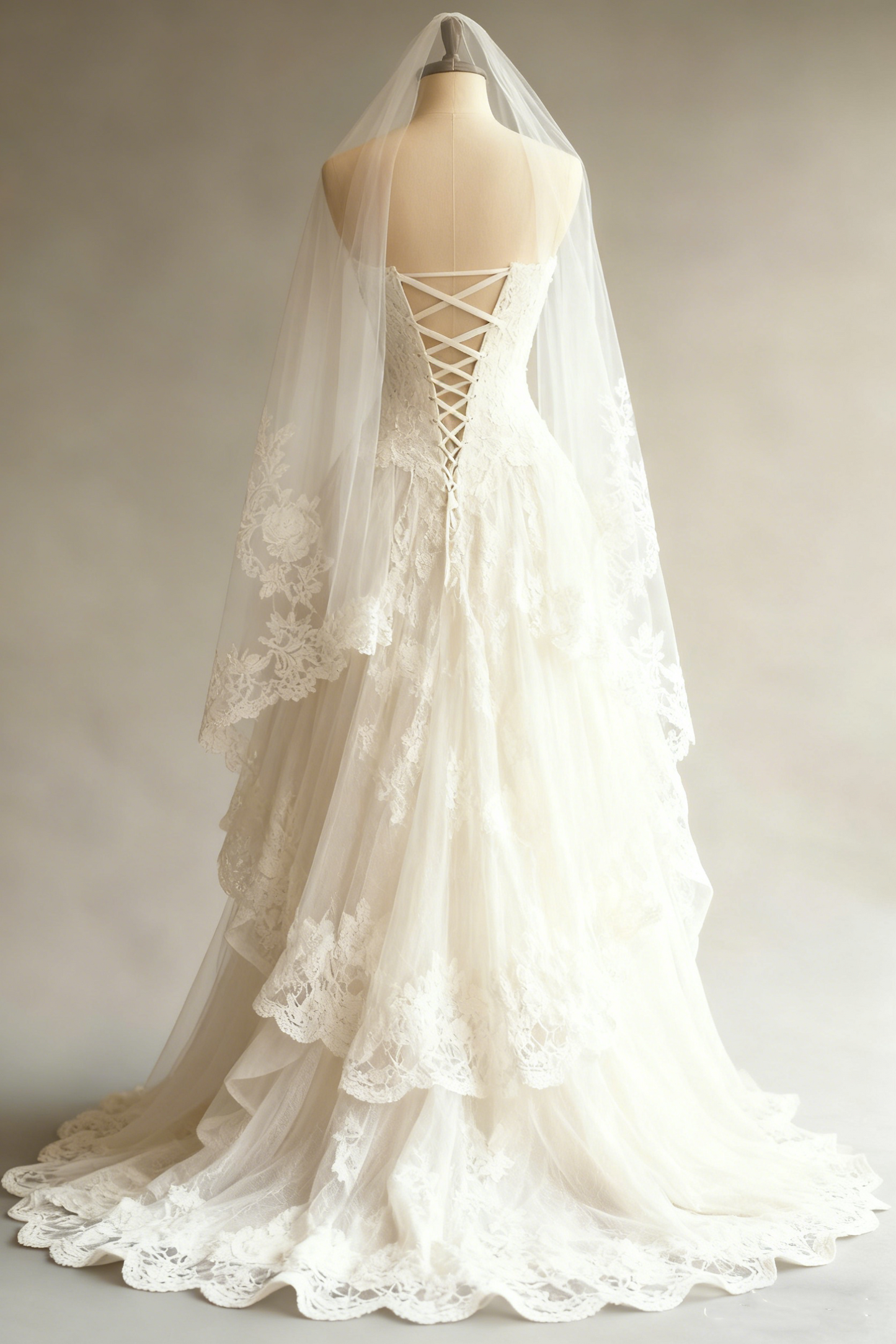 NiceVestidos-(Exclusive Original Design Wedding Dress)White Lace Tulle Strapless Sleeveless Floor-Length Vintage Wedding Dress NV6194