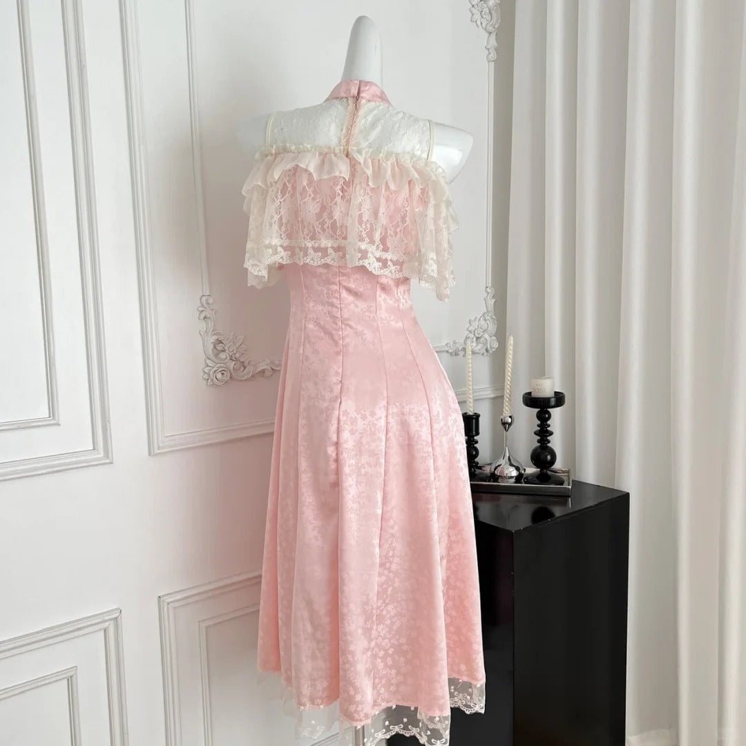 Pink gentle sweet elegant homecoming dress lace short lace prom dress evening dress birthday dress nv4636
