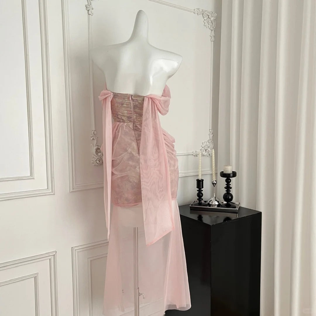 Pink floral homecoming dress short tulle prom dress birthday dress evening dress nv4447