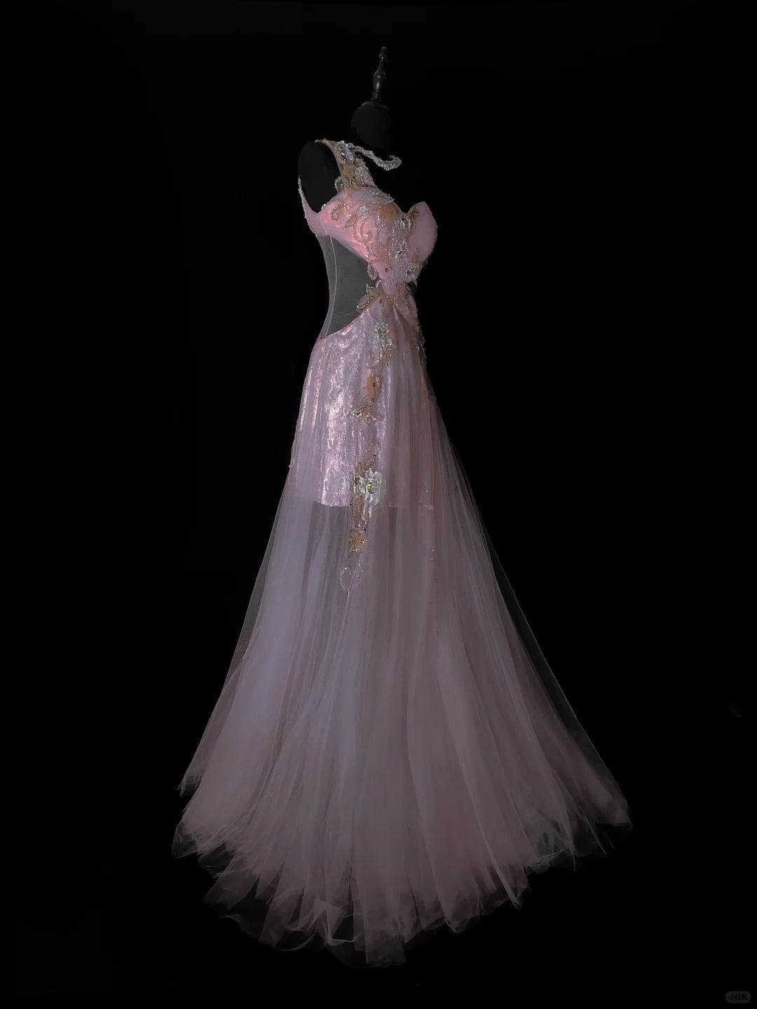 Pink Gorgeous Elegant Fashion Exquisite Floral Beading Long Mermaid Satin Tulle Ball Gown Evening Dress Prom Dress nv3873