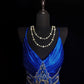 Blue Gorgeous Retro Elegant Exquisite Beaded Backless Long Floor Length Trail Satin Ball Gown Evening Gown Party Dress Prom Gown nv3964