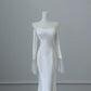 White simple fashion applique mermaid elegant long satin ball gown evening dress wedding dress nv4339