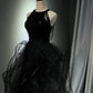 Black shiny long ball gown NV6624