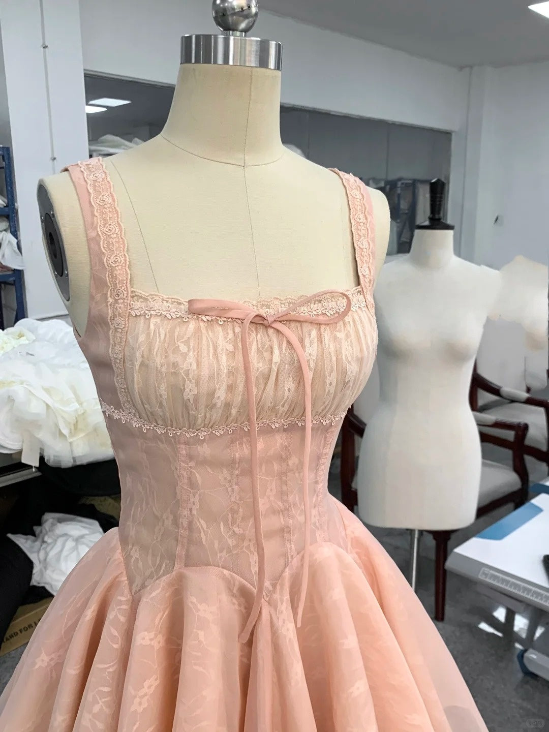 Pink/White lace sweet short tulle homecoming dress prom dress birthday dress nv4513
