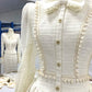 Ivory White Sweet Short Lace See-through Long Sleeve Homecoming Dress Prom Dress Birthday Dress nv4523