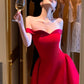 Leuchtend rotes schulterfreies Minikleid: Satin-Taille, bauschiger Rock, elegantes Abendkleid NV6408