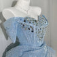 Blue Sparkling Homecoming Dress Gorgeous Exquisite Sequined Short Tulle Ball Gown Evening Dress nv4380