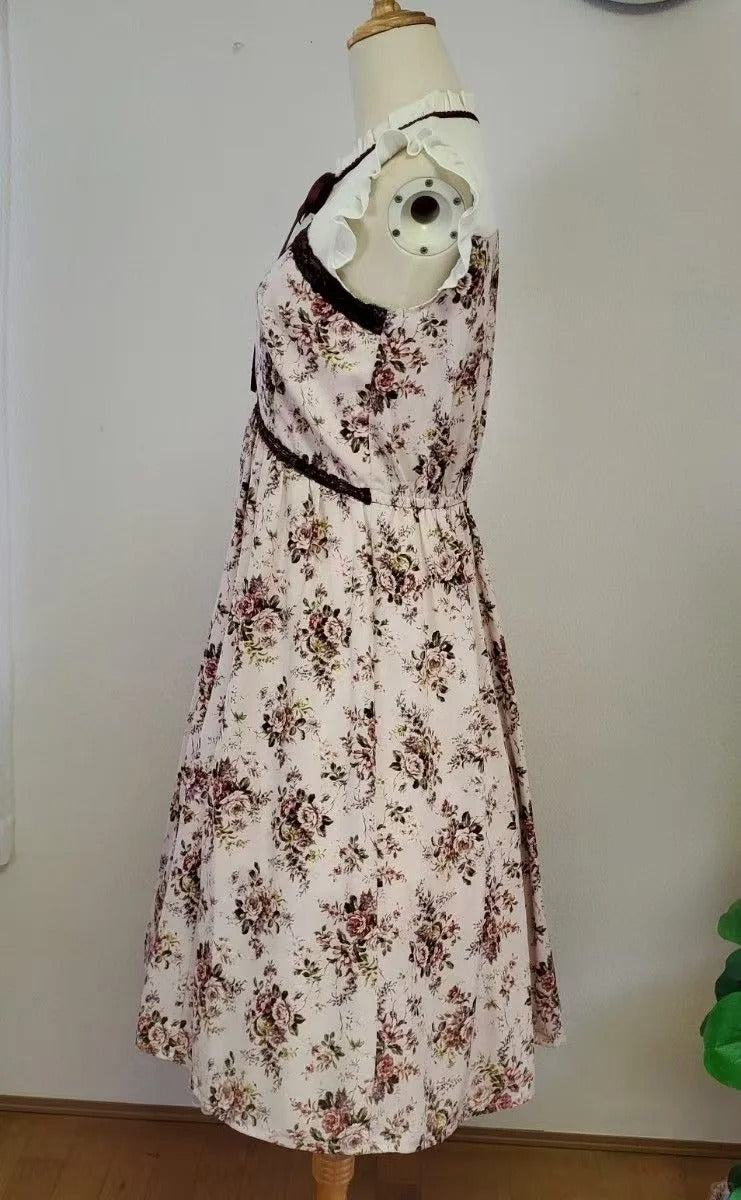 NiceVestidos--Short chiffon homecoming dress for girls, retro floral dress, pastoral retro style NV5660
