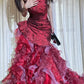 Red luxurious and gorgeous long chiffon ball dress princess dress NV6727