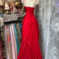 Red elegant simple vintage long chiffon homecoming dress prom dress party dress nv4623