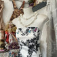 Retro black and white floral fashion long chiffon prom dress nv5427