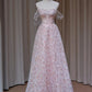 NiceVestidos-_Pink sequined long shimmering formal ball gown NV5995