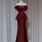 NiceVestidos - Burgunderrotes, elegantes, funkelndes, langes Ballkleid, formelles Kleid NV5990