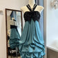 Teal/Light Blue Vintage Short Chiffon Satin Homecoming Dress Birthday Party Dress nv5093