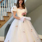 White solid color small floral elegant tulle long ball gown wedding dress princess style women's bridal dress nv2744