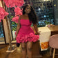 Hot Pink Strapless Cocktail Dress Short Prom Dress Ruffle Birthday Party Dress Homecoming Dress nv2160