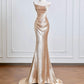 Gold Satin Long Mermaid Slim Prom Dress Evening Dress Party Dress nv4720