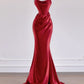 Red Fashion Mermaid Long Satin Prom Dress Evening Dress Party Dress nv4728