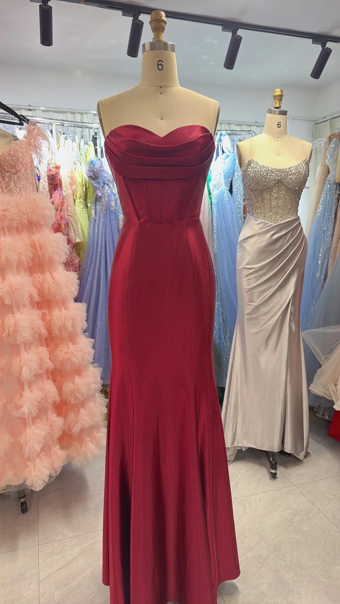 Red Fashion Long Satin Slim Fit Evening Dress, Bridesmaid Dress, Graduation Dress NV6633