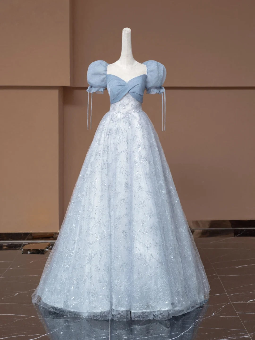 Blue Sweet Floral Elegant Fashion Long Prom Dress Evening Dress Party Dress Girls Dress  nv4745