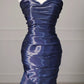 Blue satin mermaid fitted ball gown evening dress nv4437