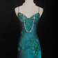NiceVestidos--Vintage Beaded Glamorous Flowy Teal Gradient Elegant Artistic Floral Beaded Prom Dress NV5790