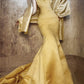 Yellow gorgeous exquisite beaded long satin ball gown evening dress party dress nv4374