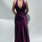 Purple Simple Elegant V Neck Backless Vintage Mermaid Long Ball Gown Prom Dress Evening Gown Party Dress nv2622