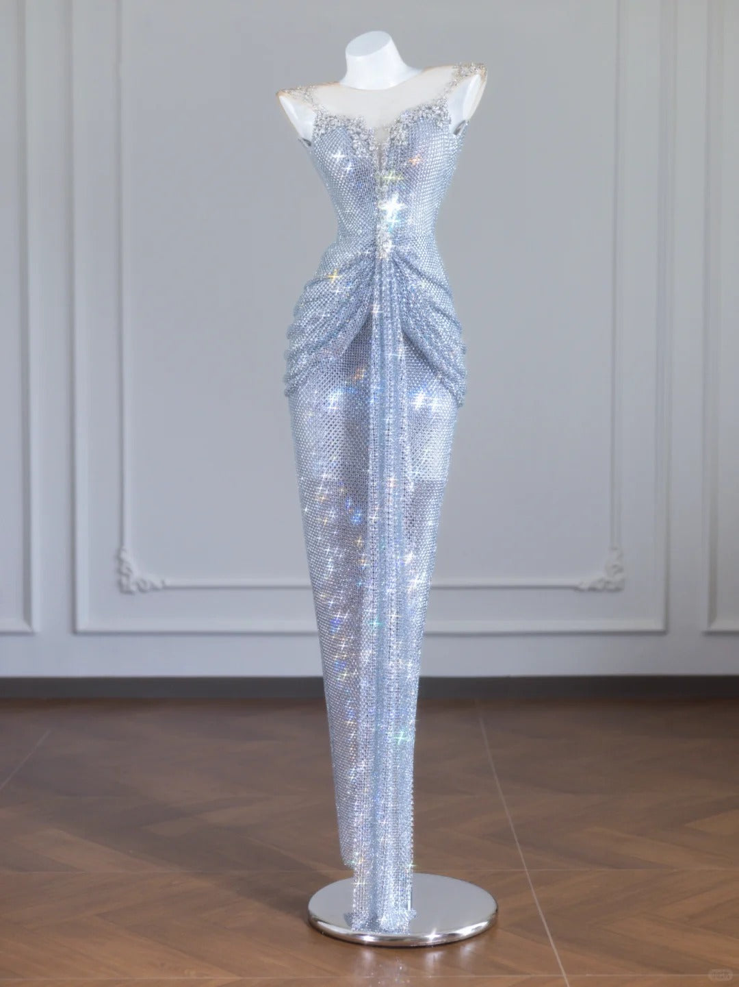 Silver Shiny Long Sequined Prom Dress Evening Dress Party Dress nv4722