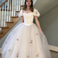 White solid color small floral elegant tulle long ball gown wedding dress princess style women's bridal dress nv2744