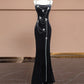 Black butterfly velvet long beaded prom dress evening gown nv5077