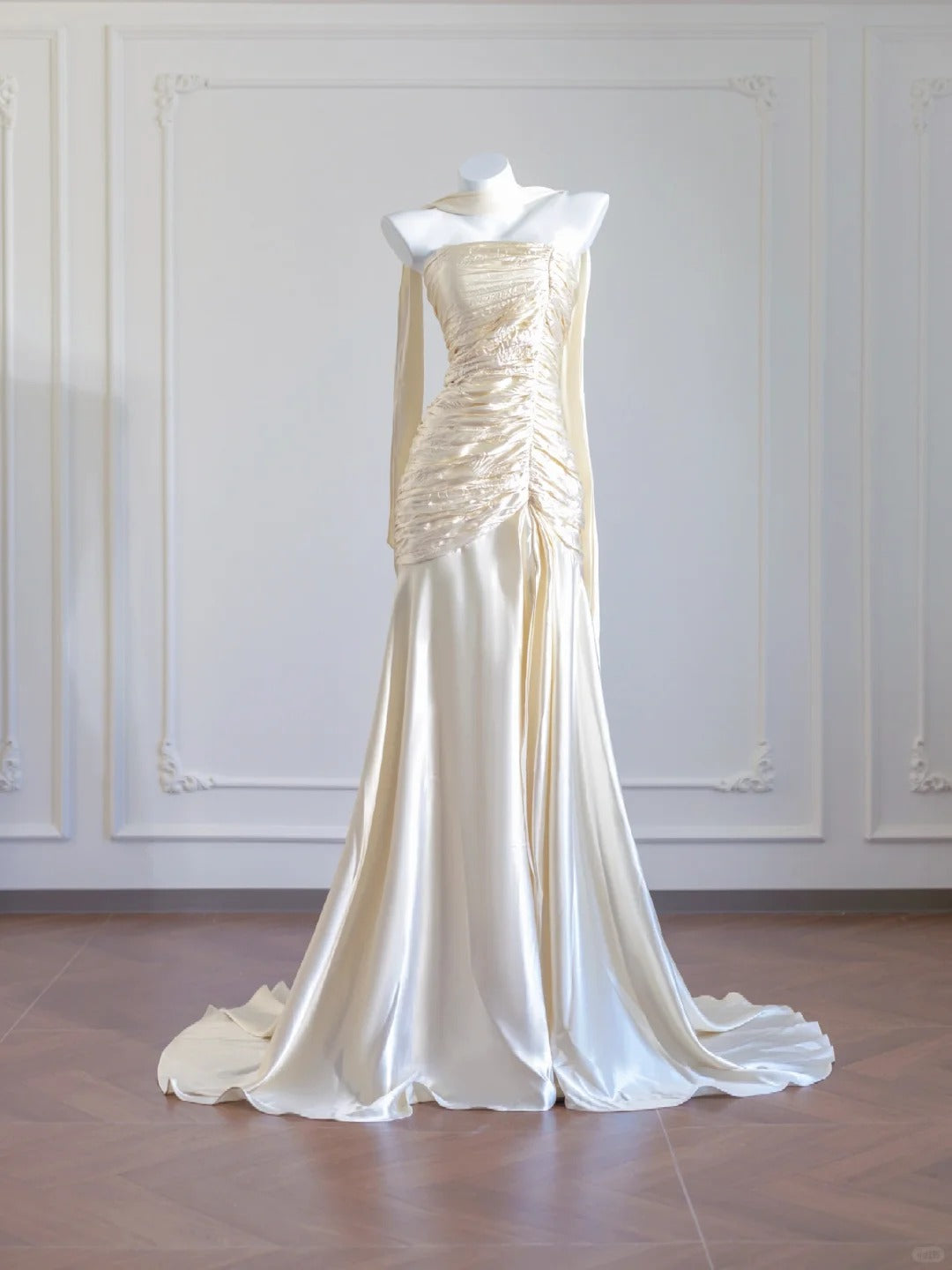 Gold fashion long satin prom dress evening dress party dress nv4723