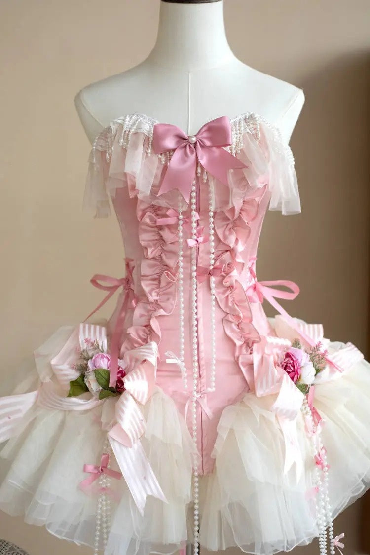 Kurzes, pinkes Retro-Geburtstagskleid NV6475