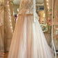 NiceVestidos--Vintage Lace Long-Sleeve Dreamy Tulle Gown  NV5895