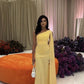 Yellow one shoulder tulle long ball gown formal seaside pool party dress evening gown nv1843